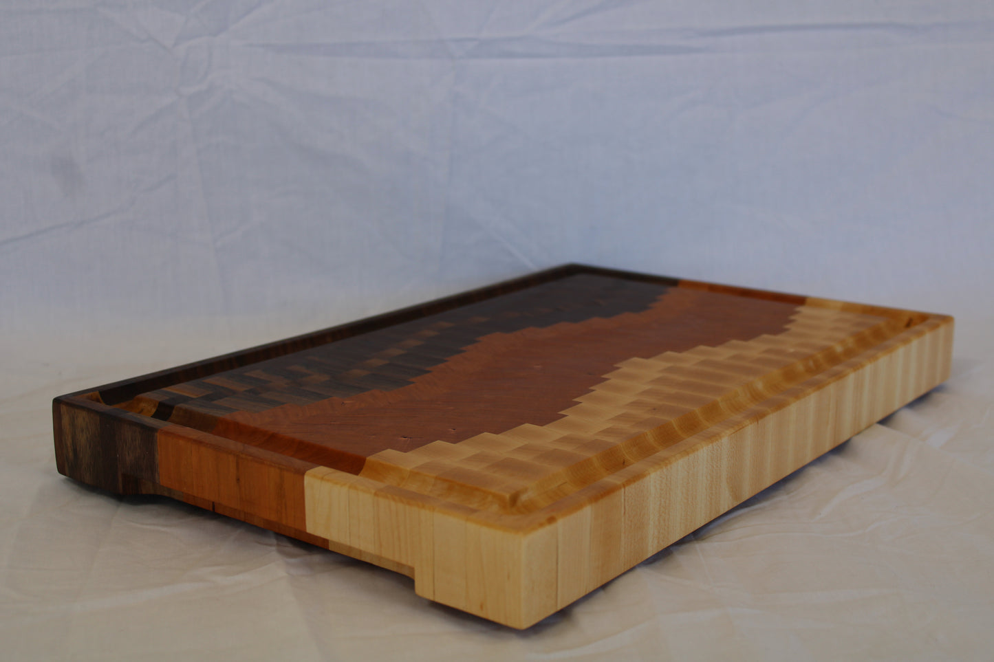 Board, Butcher Block, Wave Black Walnut Maple Sapele
