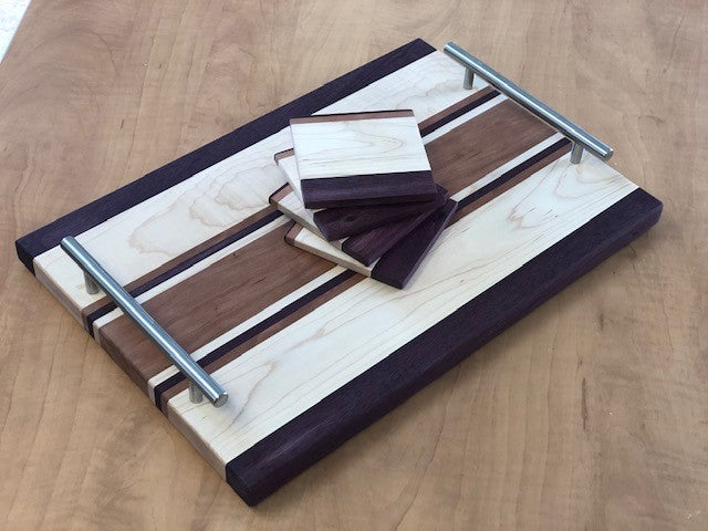 Planche, Plateau Service Érable Cerisier Amarante