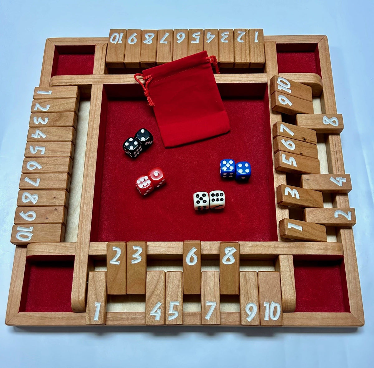 FaJoek Shut The Box 4 Joueurs, Fermez la boîte Jeu de Flop à Quatre Faces, Jeu en Bois Boîte Fermée, Boite de Jeux de Société en Bois Éducatif, avec 2 Dés FaJoek Shut The Box 4 Joueurs, Fermez la boîte Jeu de Flop à Quatre Faces, Jeu en Bois Boîte Fermée, Boite de Jeux de Société en Bois Éducatif, avec 2 Dés